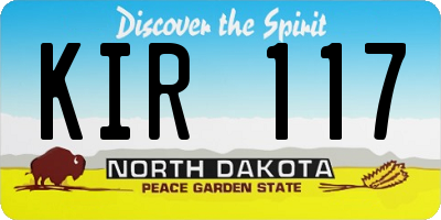ND license plate KIR117