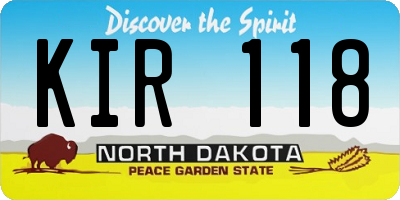 ND license plate KIR118