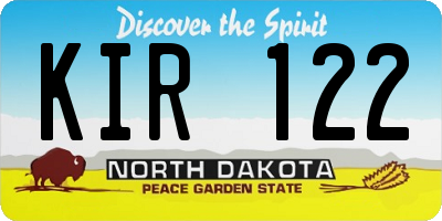 ND license plate KIR122