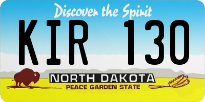 ND license plate KIR130