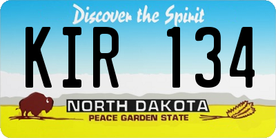 ND license plate KIR134