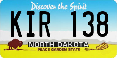 ND license plate KIR138