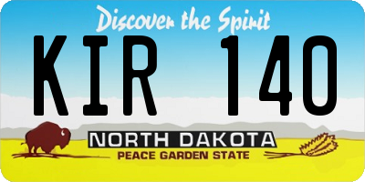 ND license plate KIR140