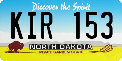 ND license plate KIR153