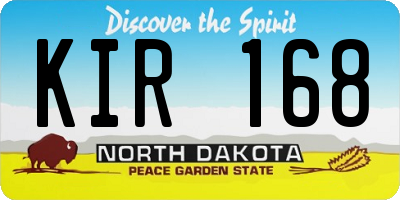 ND license plate KIR168