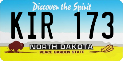ND license plate KIR173