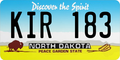 ND license plate KIR183