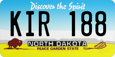 ND license plate KIR188
