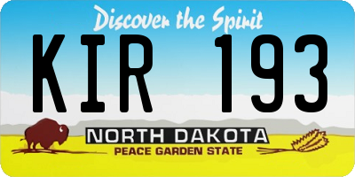 ND license plate KIR193