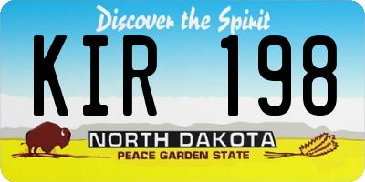 ND license plate KIR198
