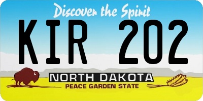 ND license plate KIR202