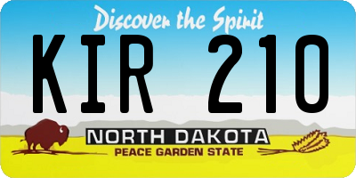 ND license plate KIR210