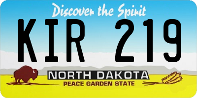 ND license plate KIR219