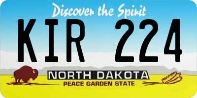 ND license plate KIR224
