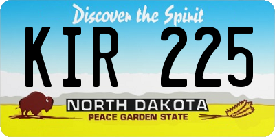 ND license plate KIR225