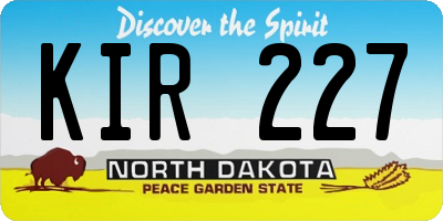 ND license plate KIR227