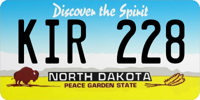 ND license plate KIR228