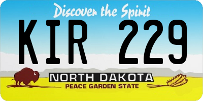 ND license plate KIR229