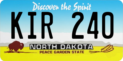 ND license plate KIR240