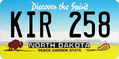 ND license plate KIR258
