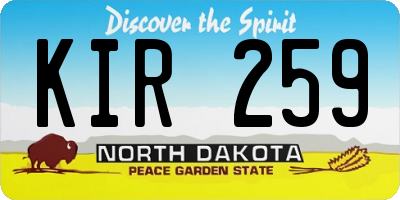 ND license plate KIR259