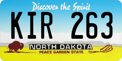 ND license plate KIR263
