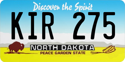 ND license plate KIR275