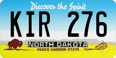 ND license plate KIR276