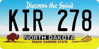 ND license plate KIR278