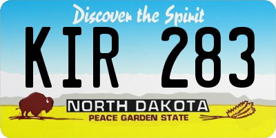 ND license plate KIR283