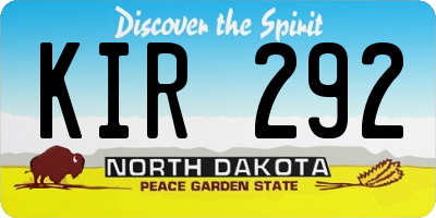 ND license plate KIR292