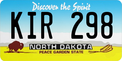 ND license plate KIR298