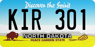 ND license plate KIR301