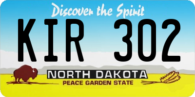 ND license plate KIR302