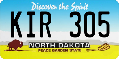 ND license plate KIR305