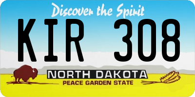 ND license plate KIR308