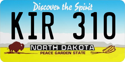 ND license plate KIR310