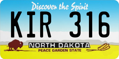 ND license plate KIR316