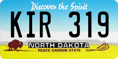 ND license plate KIR319
