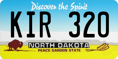 ND license plate KIR320