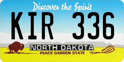 ND license plate KIR336