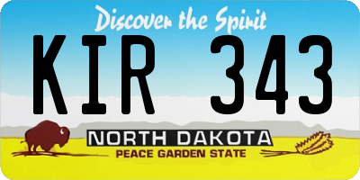 ND license plate KIR343