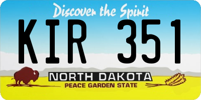 ND license plate KIR351