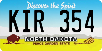 ND license plate KIR354