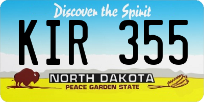 ND license plate KIR355