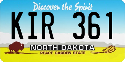 ND license plate KIR361