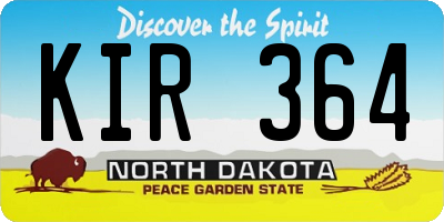 ND license plate KIR364
