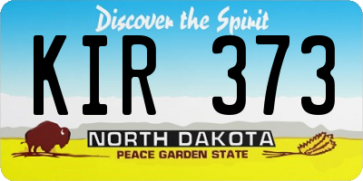 ND license plate KIR373