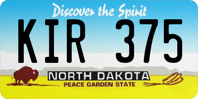ND license plate KIR375