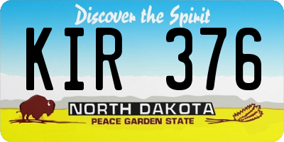ND license plate KIR376